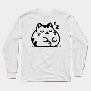 Cute cat sleeping line art Long Sleeve T-Shirt